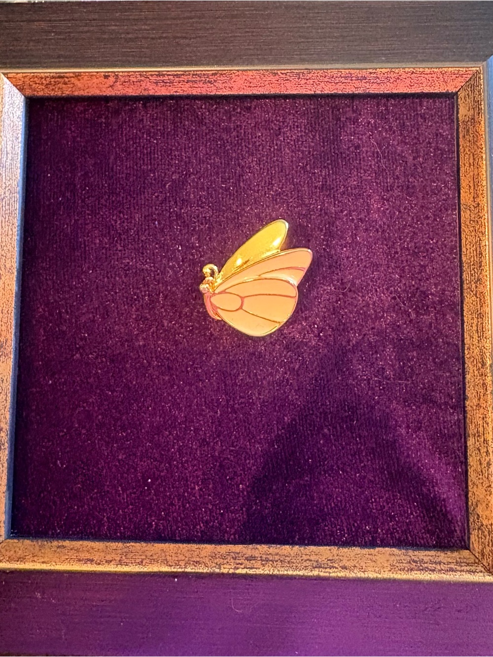Vintage Signed MONET Cream Enamel Gold-Tone Butterfly Brooch Pin